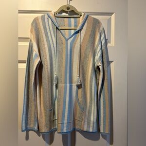 Striped V-Neck Hoodie Sweater